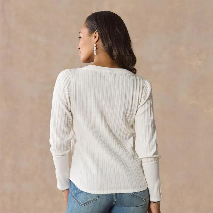 Women Dearly Devoted Henley Marshmallow Sundance Catalog Tops