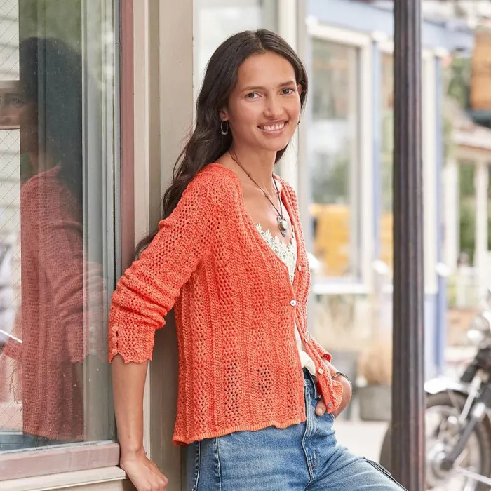 Women Della Ruffle Cardigan Coral Sundance Catalog Sweaters Women Della Ruffle Cardigan Coral Sundance Catalog Sweaters