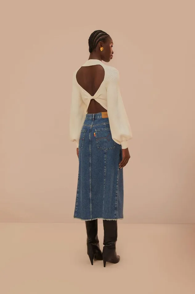Women Denim Low Waist Midi Skirt Denim FARM Rio Skirts