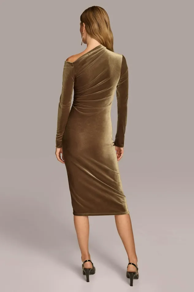 Women Dresses And Jumpsuits Donna Karan ASYMMETRICAL NECKLINE DRESS Beech
