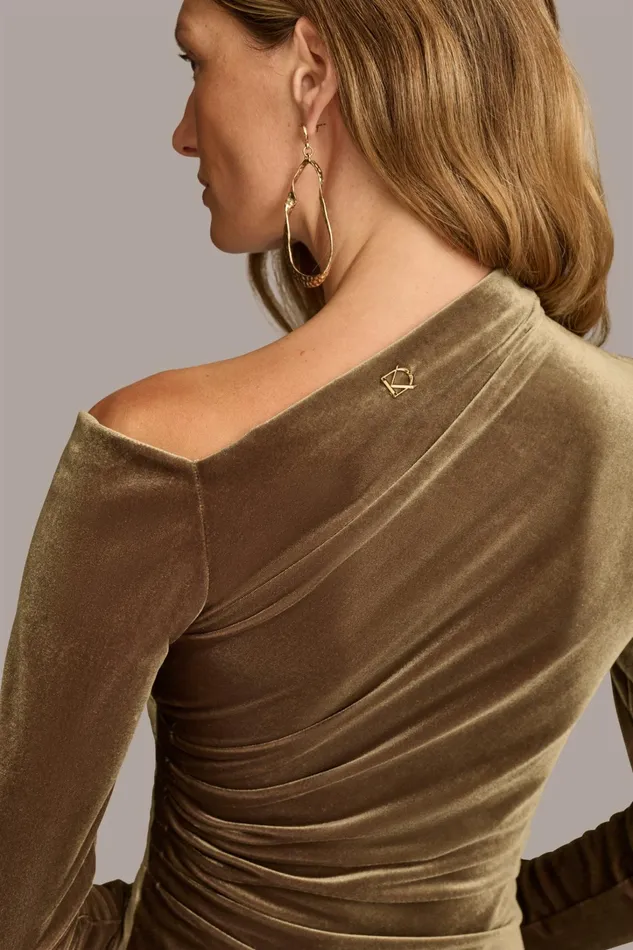 Women Dresses And Jumpsuits Donna Karan ASYMMETRICAL NECKLINE DRESS Beech