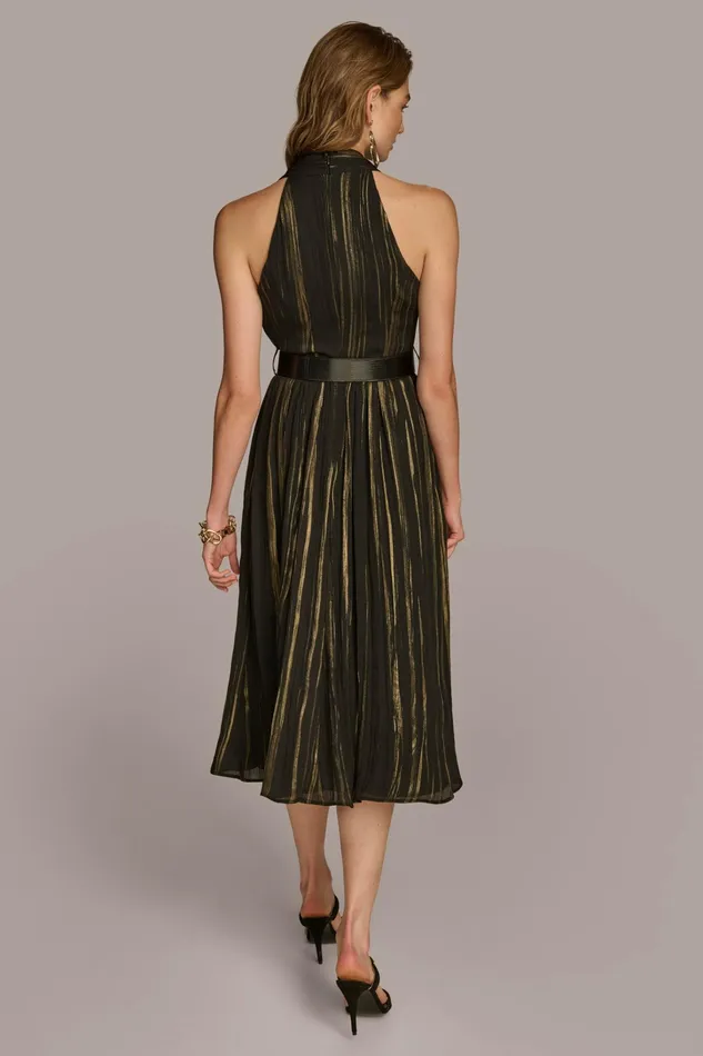 Women Dresses And Jumpsuits Donna Karan CHIFFON V NECK A LINE WITH BELT Black