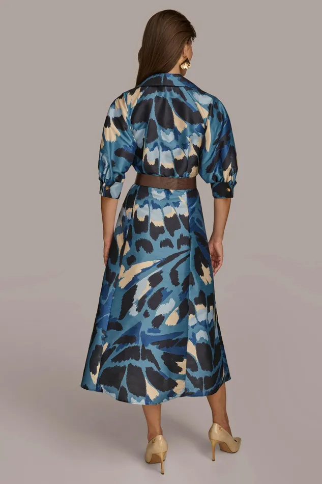 Women Dresses And Jumpsuits Donna Karan FLORAL PRINT A LINE MIDI SHIRT DRESS Horizon Multi