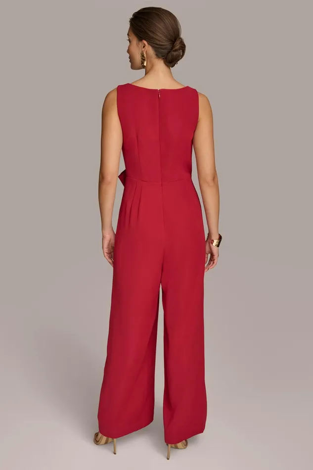 Women Dresses And Jumpsuits Donna Karan JUMPSUIT WITH SIDE ROUCHED BOW Metropolitan Red