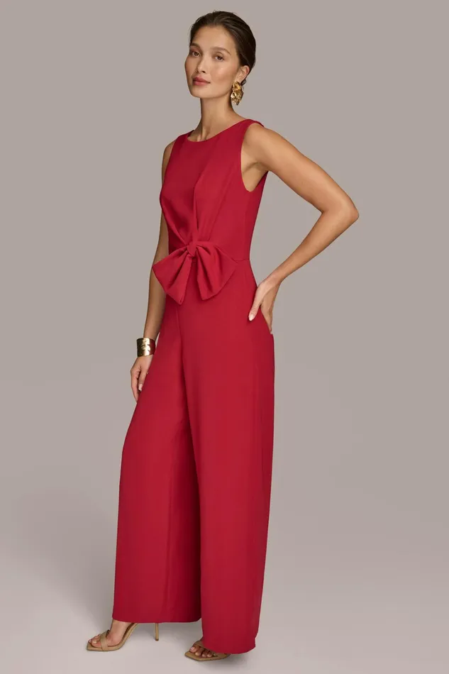 Women Dresses And Jumpsuits Donna Karan JUMPSUIT WITH SIDE ROUCHED BOW Metropolitan Red
