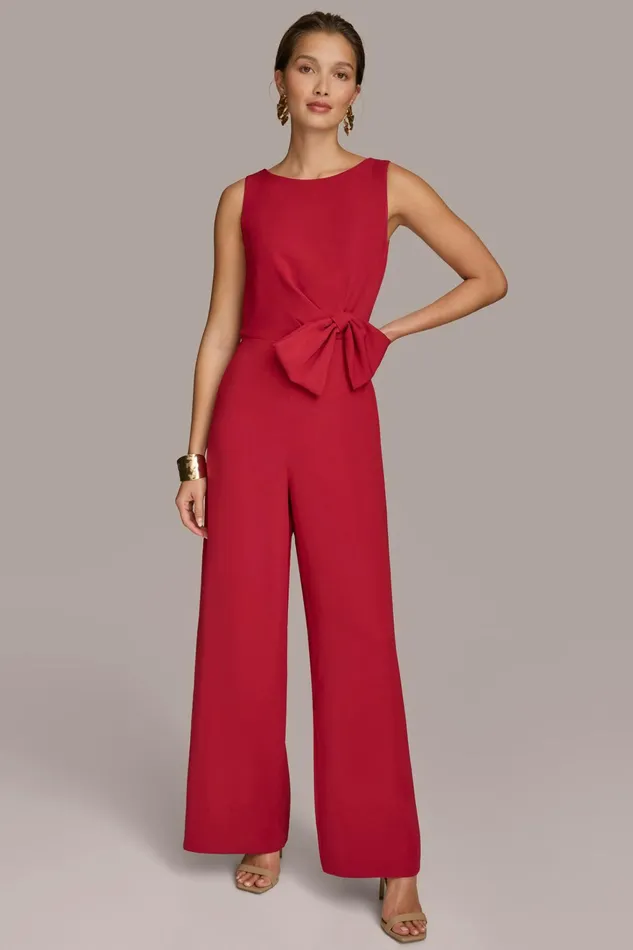 Women Dresses And Jumpsuits Donna Karan JUMPSUIT WITH SIDE ROUCHED BOW Metropolitan Red