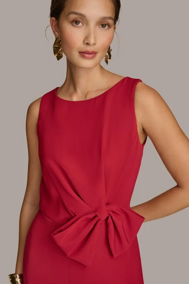 Women Dresses And Jumpsuits Donna Karan JUMPSUIT WITH SIDE ROUCHED BOW Metropolitan Red