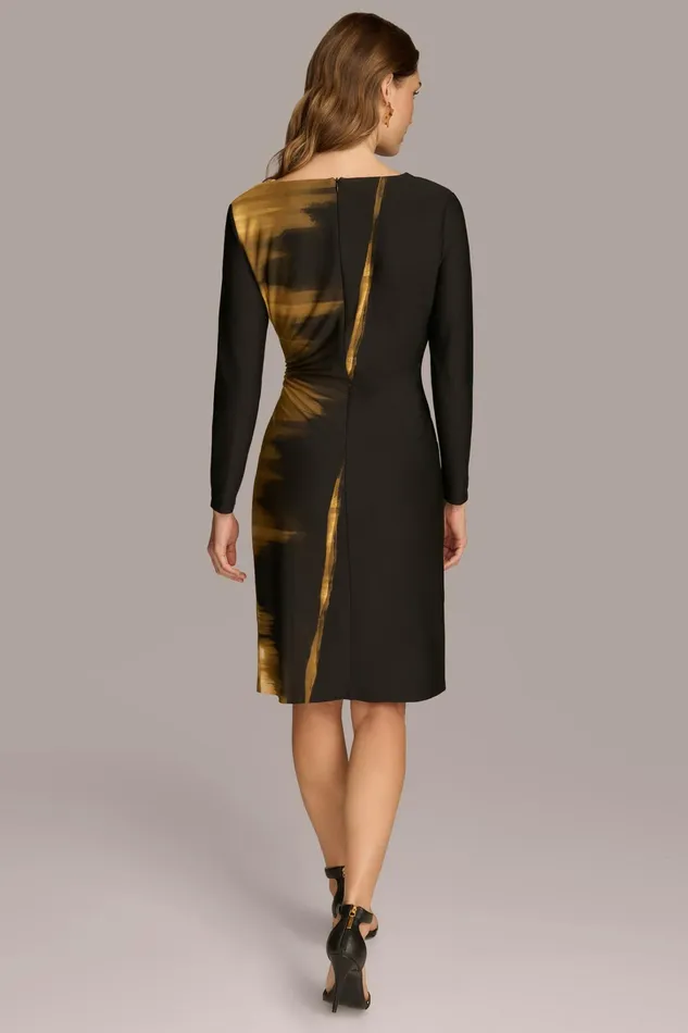 Women Dresses And Jumpsuits Donna Karan PRINT COWL NECK DRESS Gold Multi