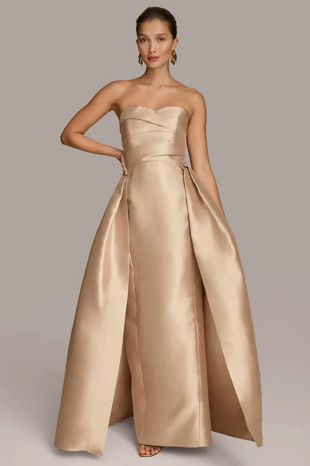 Women Dresses And Jumpsuits Donna Karan SWEETHEART GOWN WITH OUTER SKIRT Gold Women Dresses And Jumpsuits Donna Karan SWEETHEART GOWN WITH OUTER SKIRT Gold