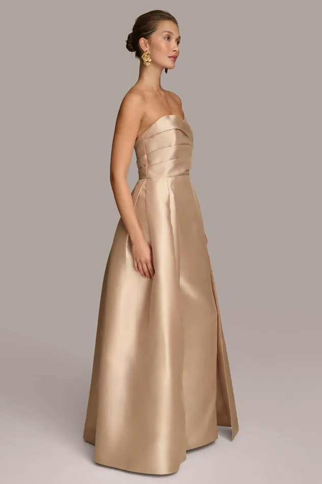 Women Dresses And Jumpsuits Donna Karan SWEETHEART GOWN WITH OUTER SKIRT Gold