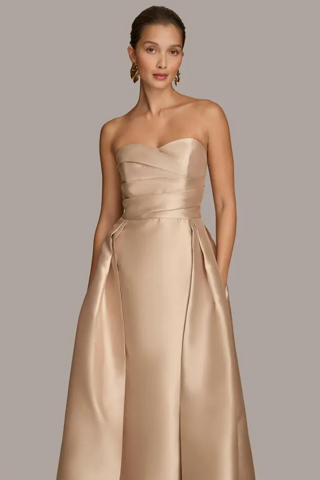 Women Dresses And Jumpsuits Donna Karan SWEETHEART GOWN WITH OUTER SKIRT Gold
