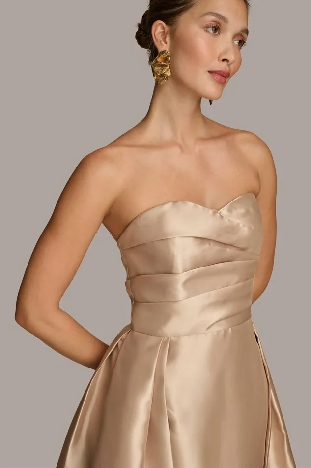 Women Dresses And Jumpsuits Donna Karan SWEETHEART GOWN WITH OUTER SKIRT Gold