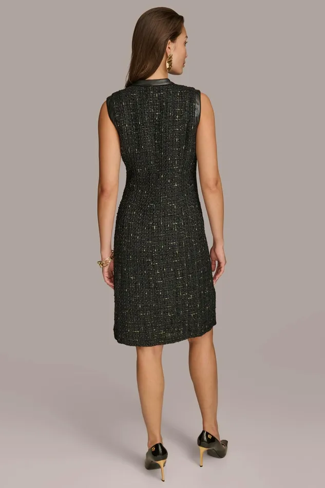 Women Dresses And Jumpsuits Donna Karan TWEED A LINE DRESS WITH FRONT ZIPPER Black