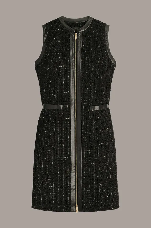Women Dresses And Jumpsuits Donna Karan TWEED A LINE DRESS WITH FRONT ZIPPER Black
