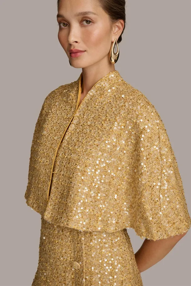 Women Dresses And Jumpsuits Donna Karan TWO PIECE SEQUIN DRESS AND SHRUG Gold
