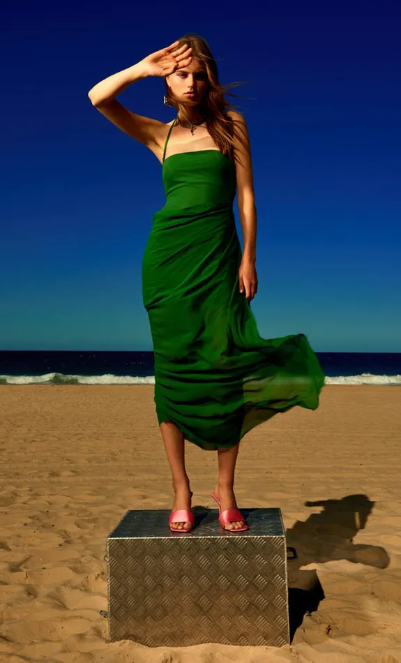 Women Dresses Bec Bridge AIDA DRAPED MAXI DRESS Pine Green