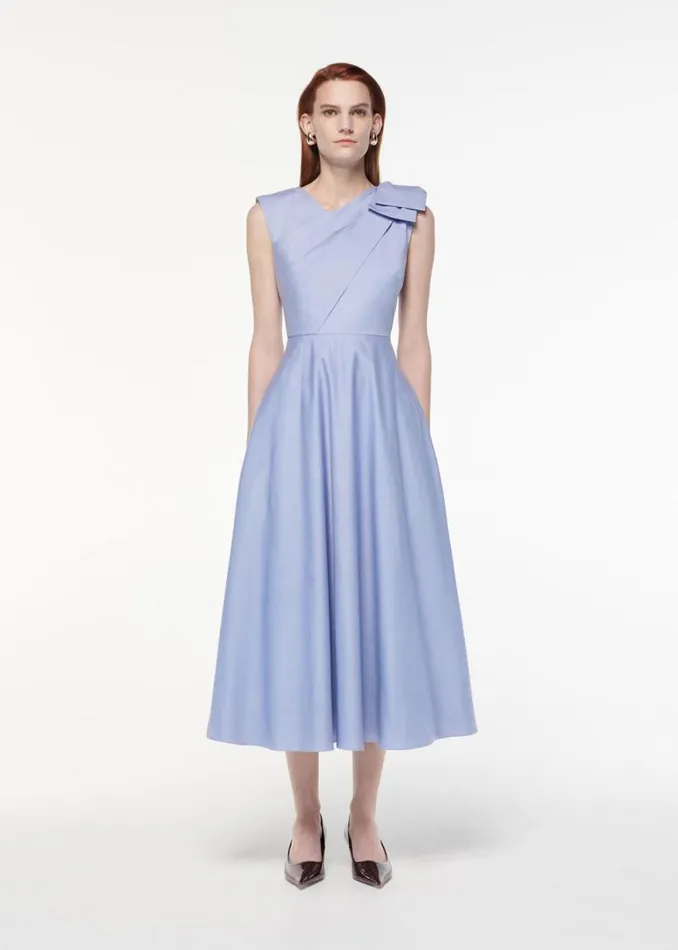 Women Dresses Roland Mouret Bow Cotton Poplin Midi Dress