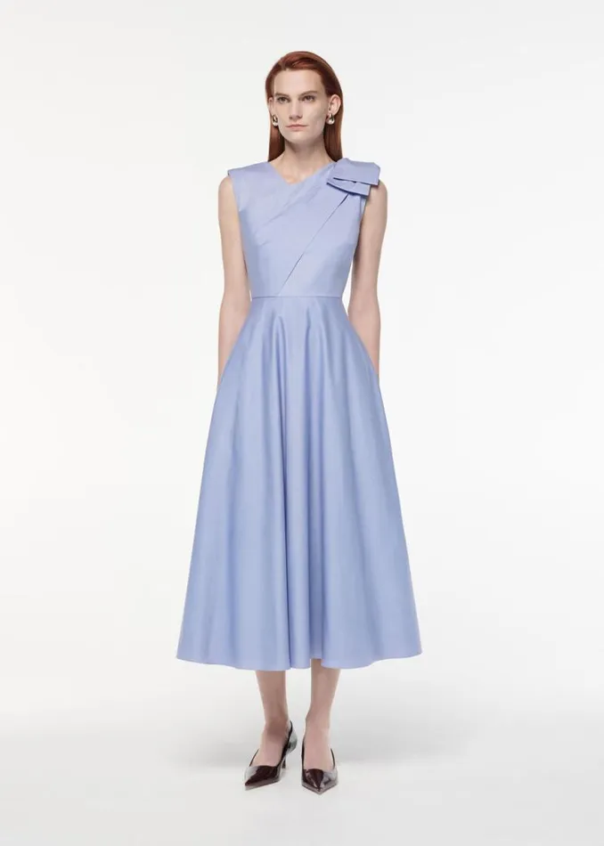 Women Dresses Roland Mouret Bow Cotton Poplin Midi Dress