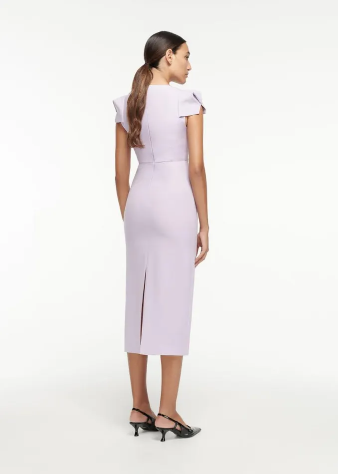Women Dresses Roland Mouret Cap Sleeve Wool Silk Midi Dress