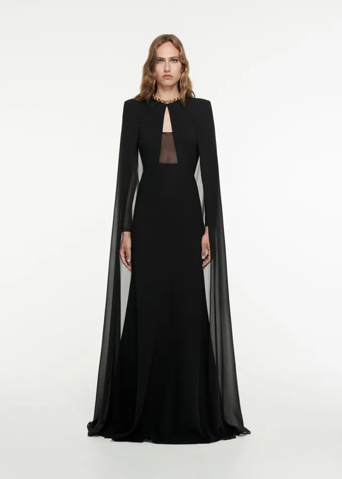 Women Dresses Roland Mouret Long Sleeve Cape Gown