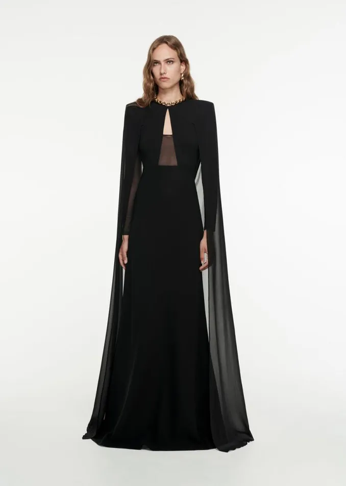 Women Dresses Roland Mouret Long Sleeve Cape Gown