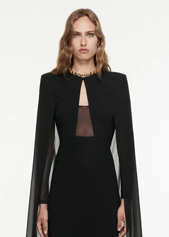 Women Dresses Roland Mouret Long Sleeve Cape Gown
