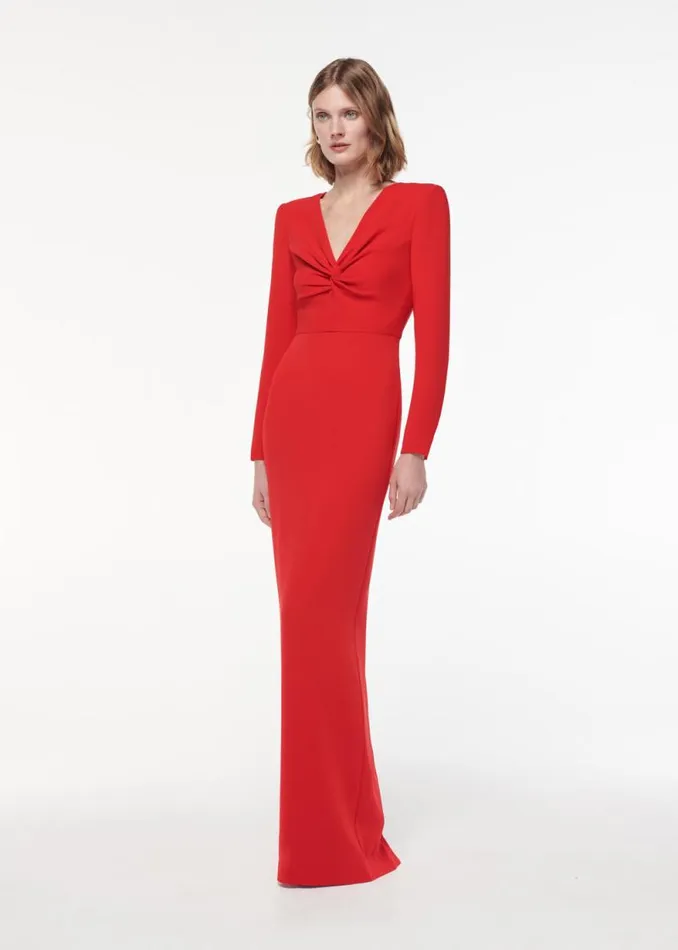 Women Dresses Roland Mouret Long Sleeve Light Cady Maxi Dress