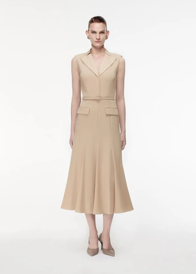 Women Dresses Roland Mouret Satin Crepe Midi Dress