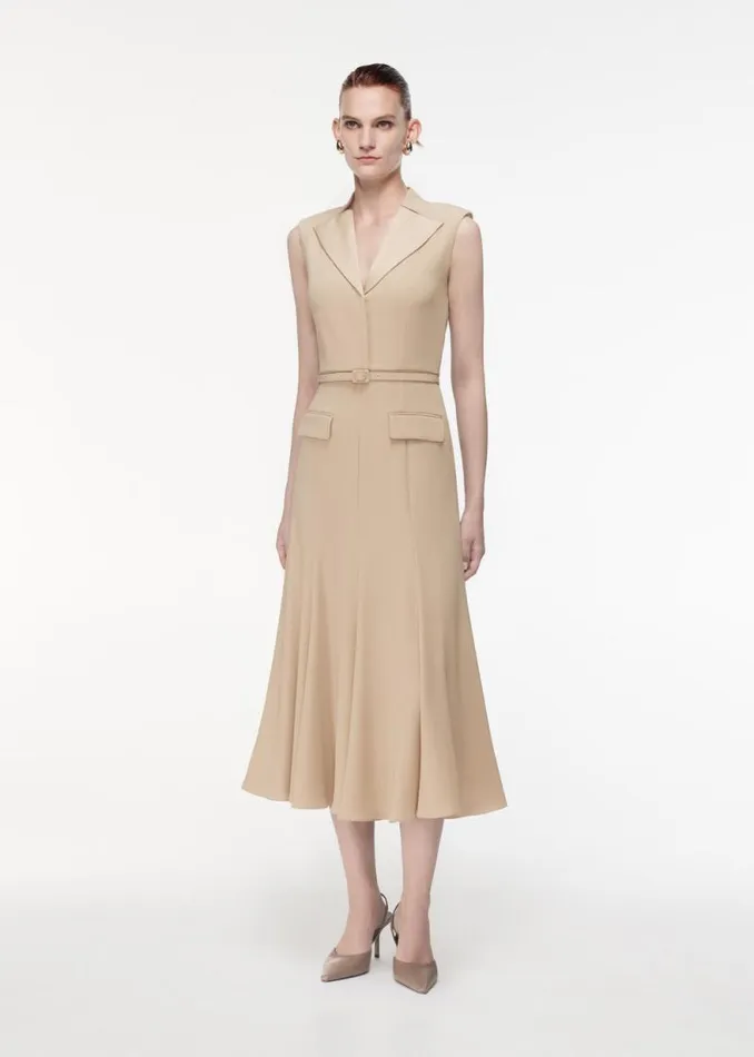 Women Dresses Roland Mouret Satin Crepe Midi Dress