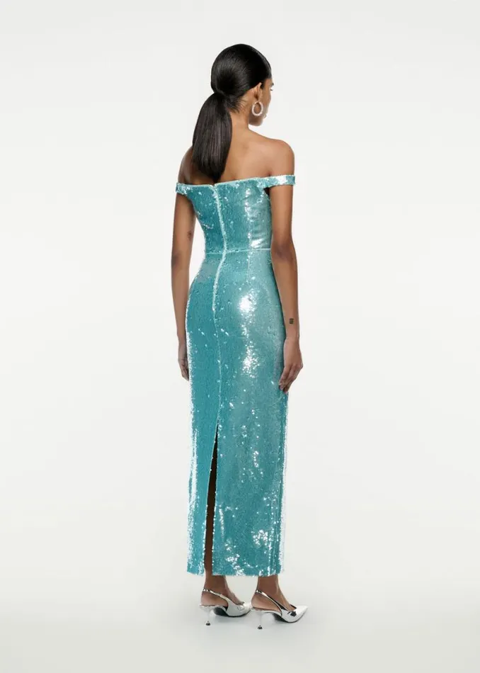 Women Dresses Roland Mouret Sequin OffShoulder Maxi Dress