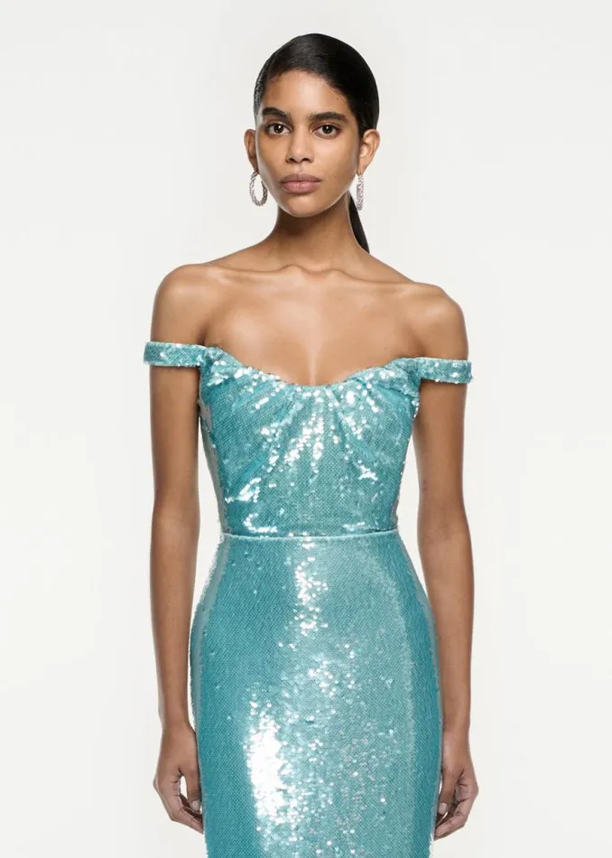 Women Dresses Roland Mouret Sequin OffShoulder Maxi Dress