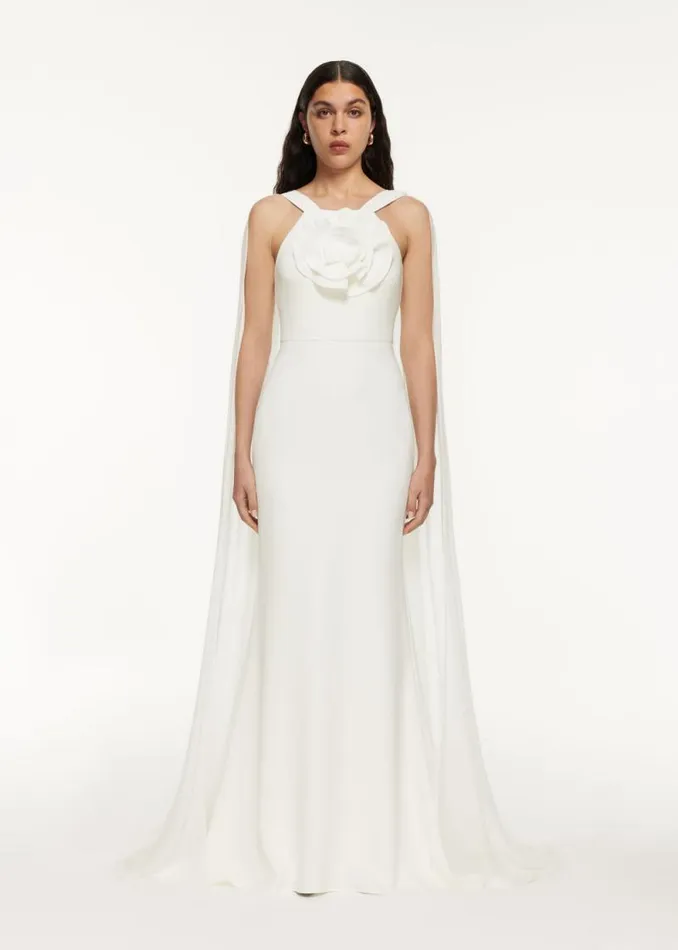 Women Dresses Roland Mouret Stretch Cady Flower Gown
