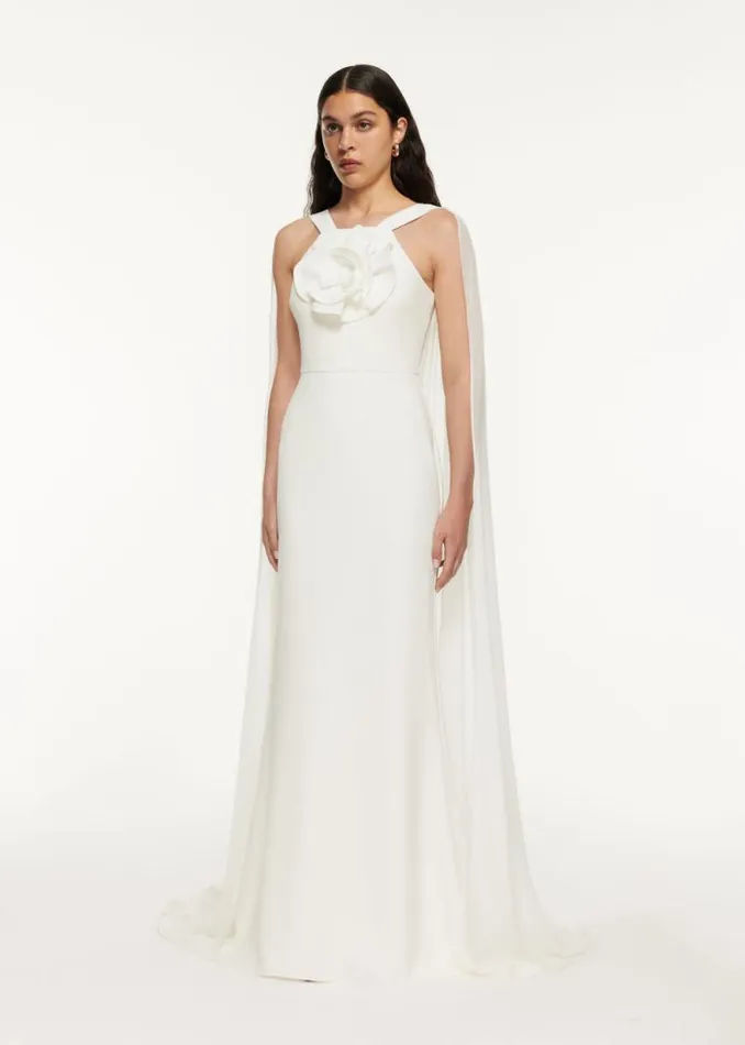 Women Dresses Roland Mouret Stretch Cady Flower Gown