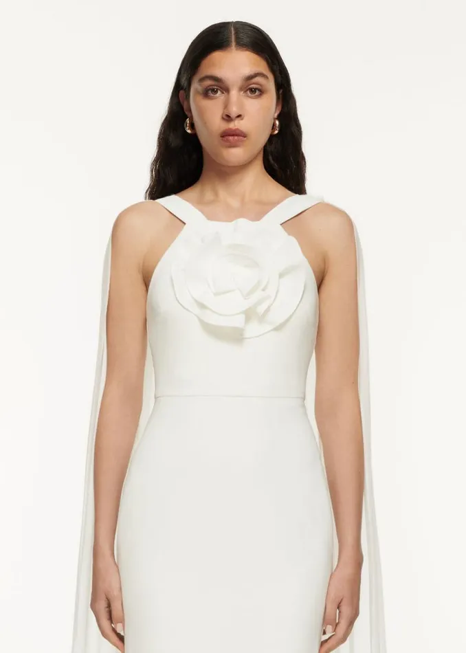 Women Dresses Roland Mouret Stretch Cady Flower Gown
