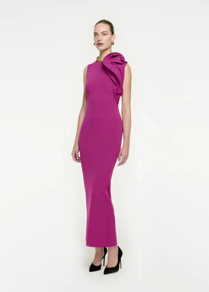 Women Dresses Roland Mouret Structured Drape Knit Maxi Dress