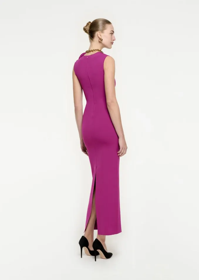 Women Dresses Roland Mouret Structured Drape Knit Maxi Dress