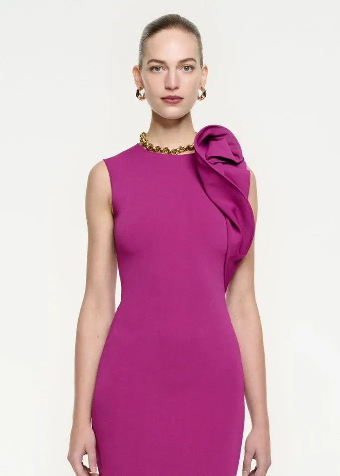 Women Dresses Roland Mouret Structured Drape Knit Maxi Dress