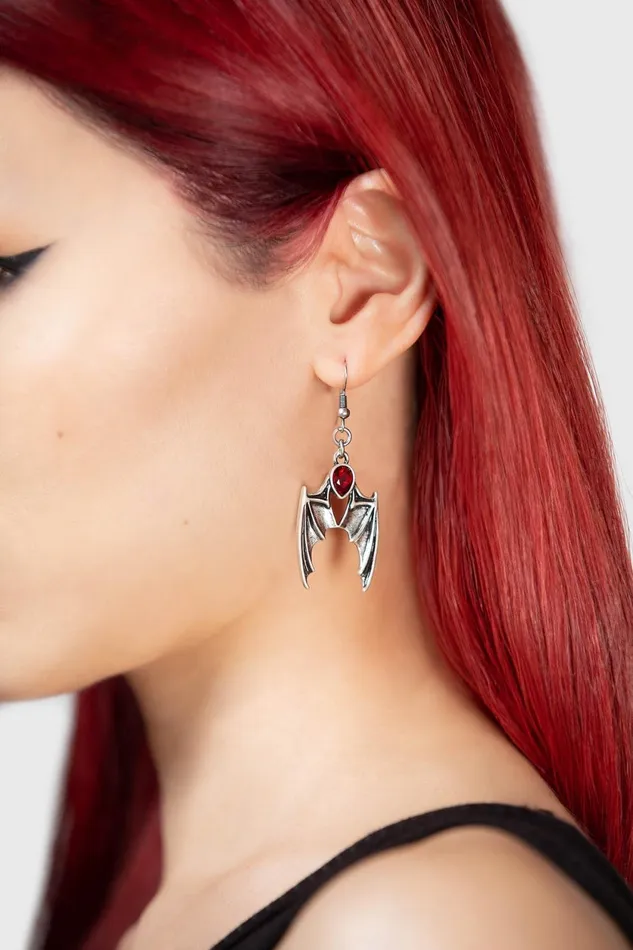 Women Earrings Killstar Demon Night Drop Earrings RED