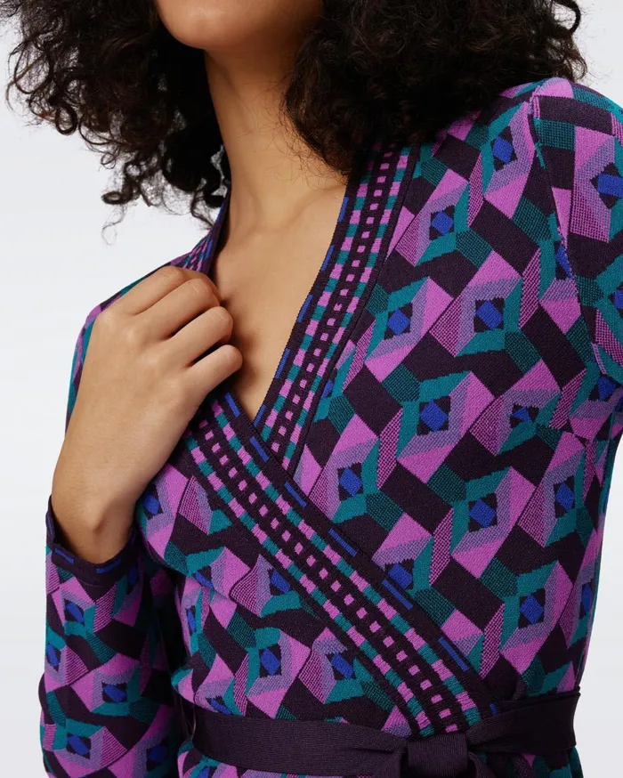 Women Edwina Knit Jacquard Wrap Dress Stage Boss Pink DVF Dresses