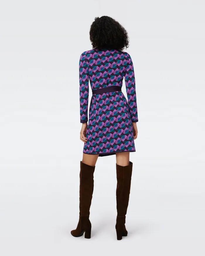 Women Edwina Knit Jacquard Wrap Dress Stage Boss Pink DVF Dresses