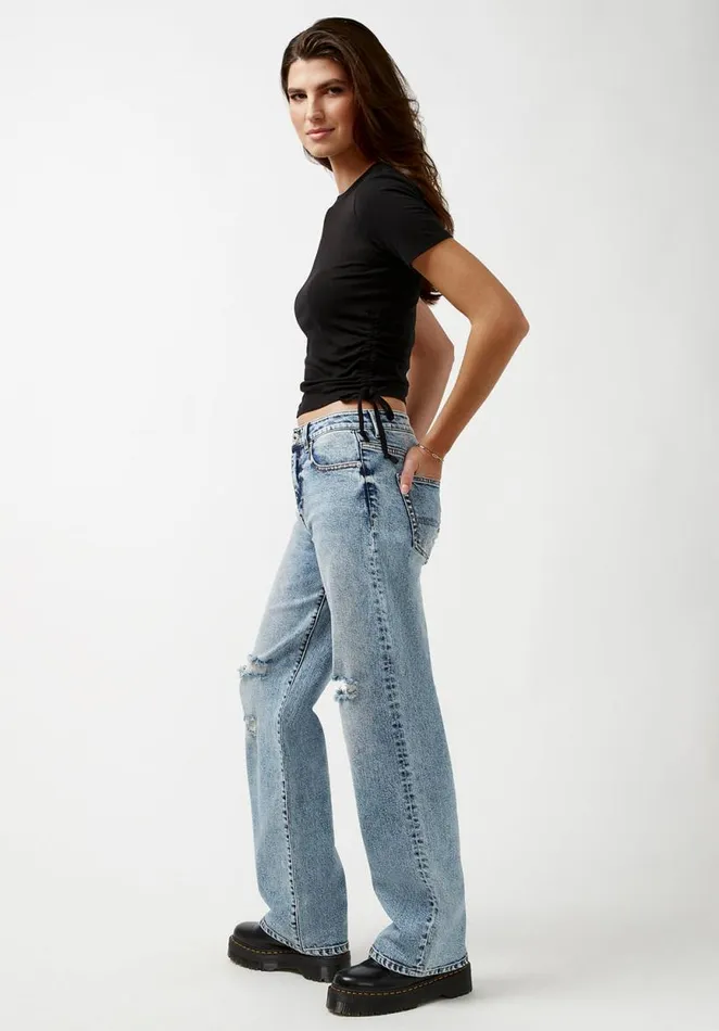 Women Emerson Ruched and Tied Top Black Buffalo David Bitton Tops and Tees