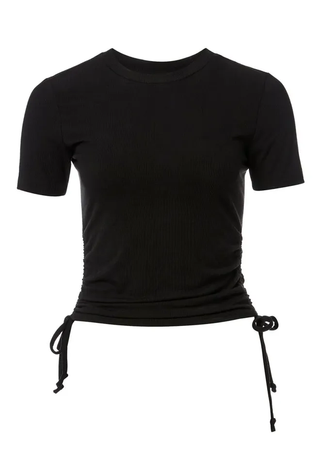 Women Emerson Ruched and Tied Top Black Buffalo David Bitton Tops and Tees