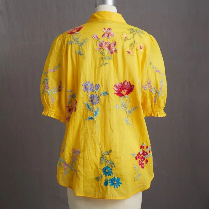 Women Evangelina Smocked Shirt Sunshine Sundance Catalog Tops