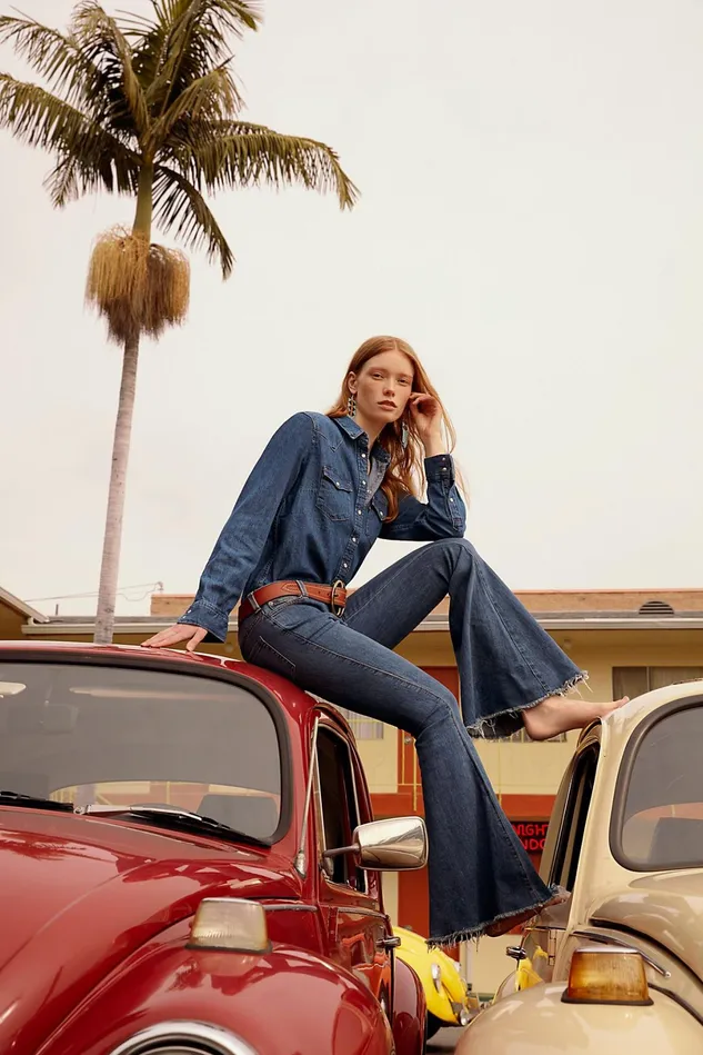 Women Flare Jeans Free People Denim Super Flare Jeans Dawn