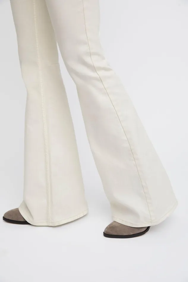 Women Flare Jeans Free People Penny Pull On Flare Jeans Worn White