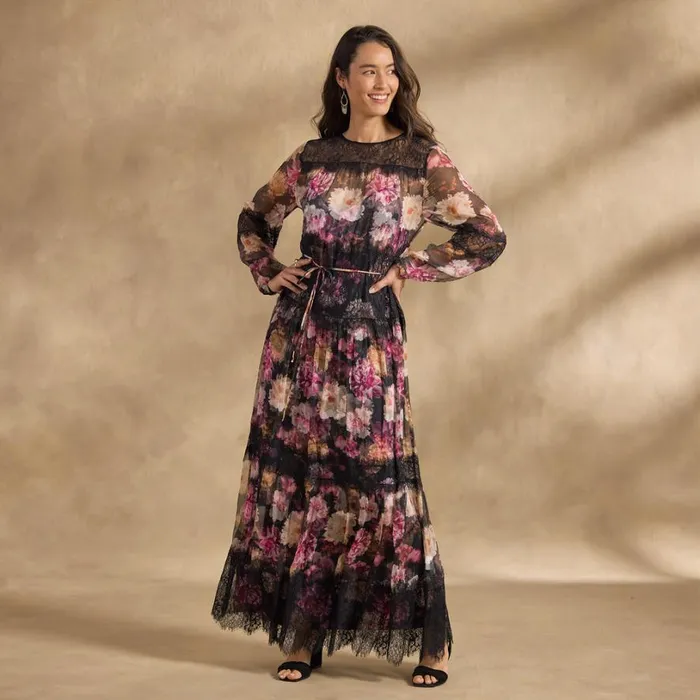 Women Flora Lace Maxi Dress Black Sundance Catalog Dresses and Jumpsuits