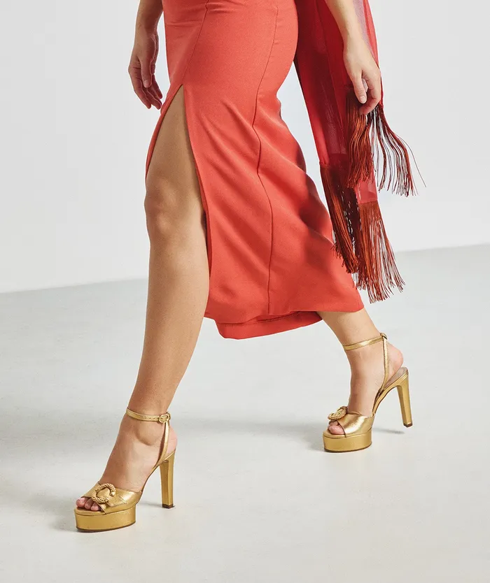 Women Fuerteventura Metallic 8211 Heeled Sandals Pedro Miralles