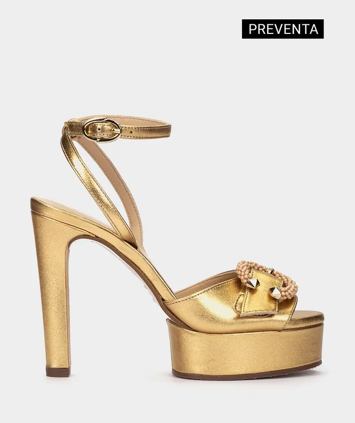 Women Fuerteventura Metallic 8211 Heeled Sandals Pedro Miralles