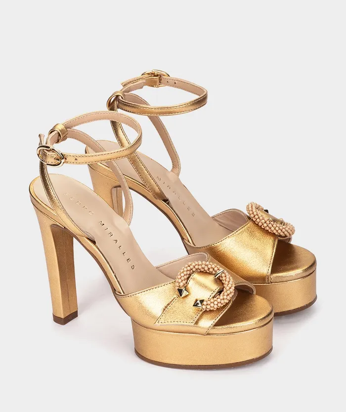 Women Fuerteventura Metallic 8211 Heeled Sandals Pedro Miralles
