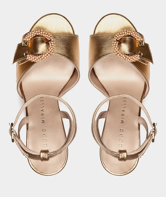 Women Fuerteventura Metallic 8211 Heeled Sandals Pedro Miralles